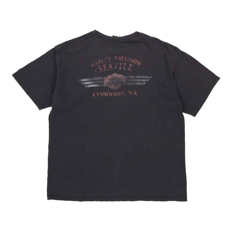 Vintage black Lynnwood, WA Harley Davidson T-Shirt - mens x-large