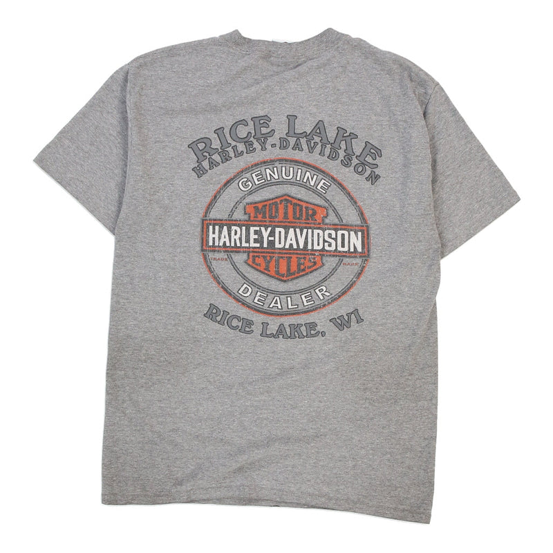 Vintage grey Rice Lake, Wisconsin Harley Davidson T-Shirt - mens medium