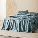 Sea | Signature Sateen Sheet Set Made with 100% Bamboo Lyocell #Color_sea