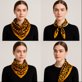 Anyyou Fashion Premium Satin Square Scarf – Gold Black Silk-Feel Neckwrap for Women