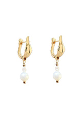 Selene Pearl Huggie Gold