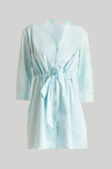 Short Tie Waist Dress in Summer Blue