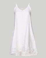 Short Tent Dress in White Embroidery