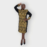 Sierra Gold Leopard Brocade Jacquard Dress Made to Order