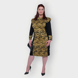 Sierra Gold Leopard Brocade Jacquard Dress Made to Order
