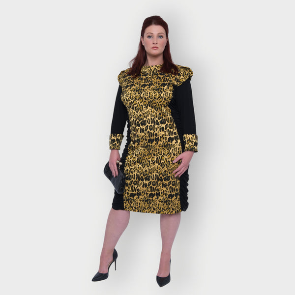 Sierra Gold Leopard Brocade Jacquard Dress Made to Order