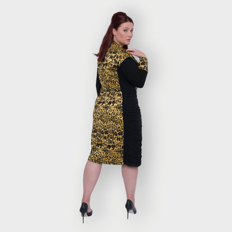 Sierra Gold Leopard Brocade Jacquard Dress Made to Order
