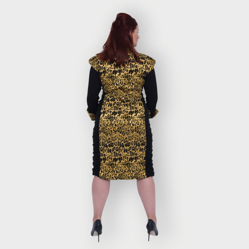 Sierra Gold Leopard Brocade Jacquard Dress Made to Order