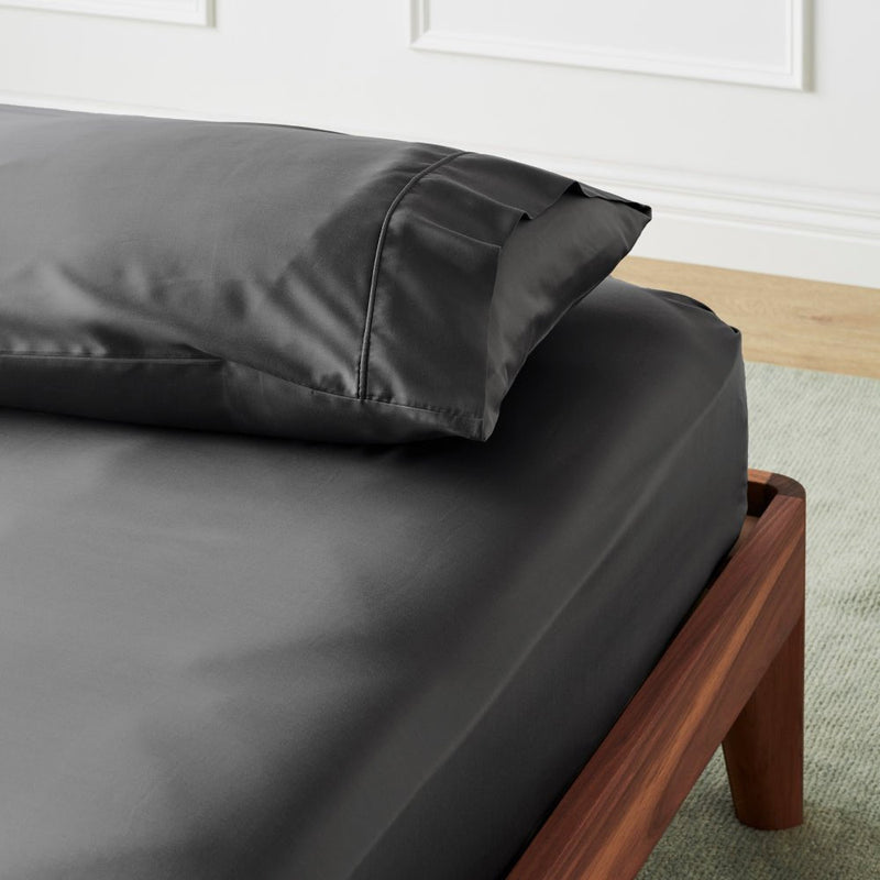 Slate | Sateen+ Fitted Sheet Made with 100% Organic Bamboo #Color_slate