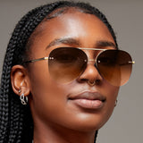Smaller Megan 2 Faded Brown - Tangle Free Aviator Sunglasses