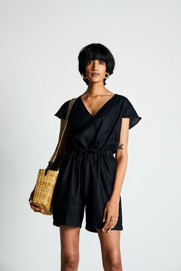 Smoke and Mirrors Romper in Black