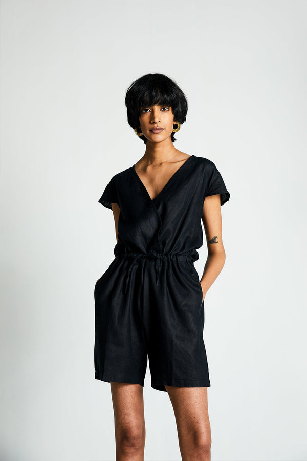Smoke and Mirrors Romper in Black