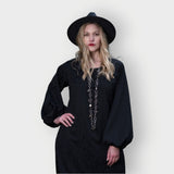 Plus Size Black Leopard Print Jacquard Midi Dress - Aphrodite - Up to UK 22/US 18