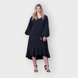 Plus Size Black Leopard Print Jacquard Midi Dress - Aphrodite - Up to UK 22/US 18