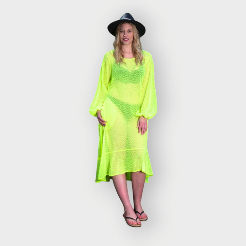 Aphrodite Neon Lime Holiday Resort Midi Dress
