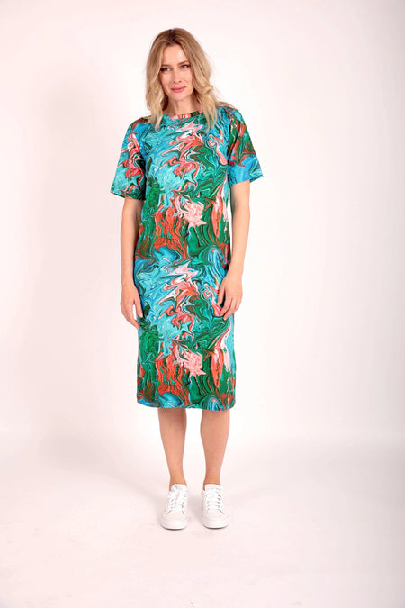 Paint Swirl Midi T-Shirt Dress