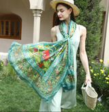 Anyyou 100% Mulberry Silk Light Green Scarf Women Luxury Long Shawl – Beach Wear, Swimwear Cover Up, Pashmina Foulard Fashion Accessory