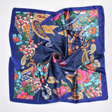 Anyyou Fashion Premium Satin Square Scarf – Big Paisley Blue Silk-Feel Neckwrap for Women