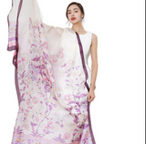 Anyyou 100% Mulberry Silk Purple Long Scarf Luxury Brand Women Beach Shawl Wear Swimwear Pashimina Face Shield Foulard