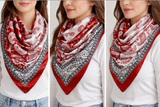 Anyyou Fashion Premium Satin Square Scarf – Classic Wine Red Silk-Feel Neckwrap for Women