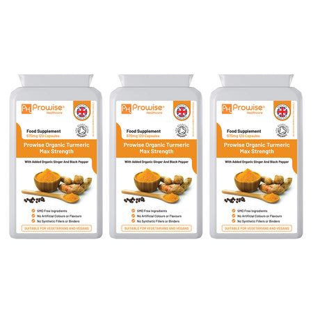 Organic Turmeric (Pack of 3) Curcumin with added Black Pepper & Ginger 670mg (Certified Organic Turmeric Capsules) | Suitable For Vegetarians & Vegans