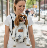 Anypet Small Gray Flower Print Denim Pet Carrier Backpack – Breathable Travel Bag with Pockets for Small Pets