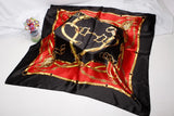 Anyyou Fashion Premium Satin Square Scarf – Black Red Elegant Silk-Feel Neckwrap for Women
