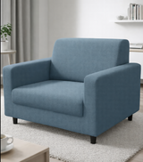 Anyseat 1-Seater Sofa Cover – Plain Grey Blue Style Slipcover for Living Room Chair Protection