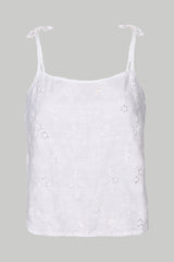 Tie-up Camisole in White Embroidery