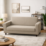 Anyseat 2-Seater Sofa Cover – Plain Beige Style Slipcover for Living Room Chair Protection