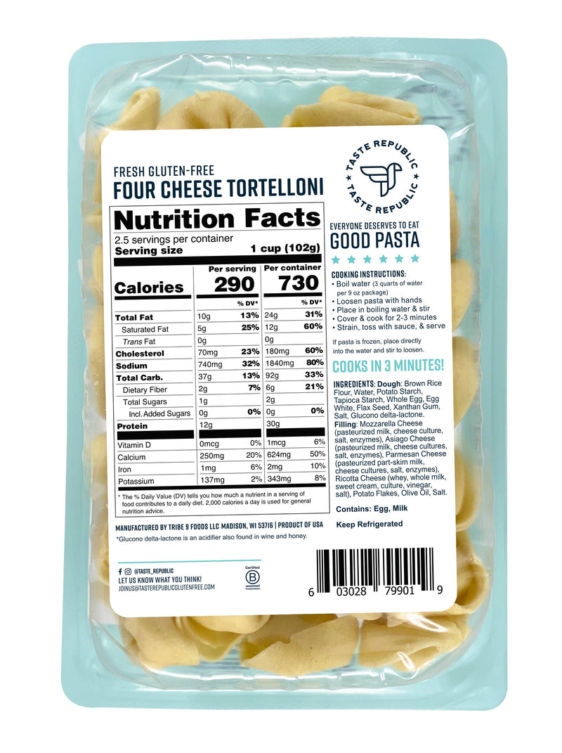 Fresh Gluten-Free Four Cheese Tortelloni  (6-Pack)