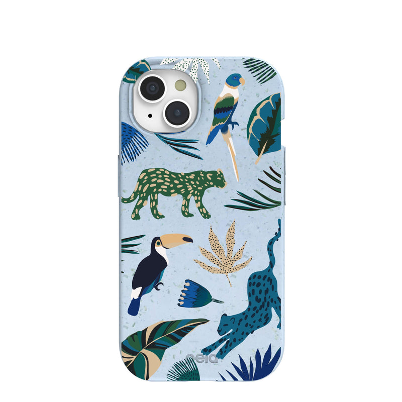 Powder Blue Tropical Rainforest iPhone 15 Case