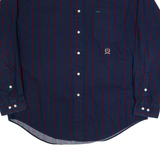 TOMMY HILFIGER Mens Shirt Blue Striped Long Sleeve L