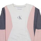 CALVIN KLEIN JEANS Womens Sweatshirt White Crew Neck L