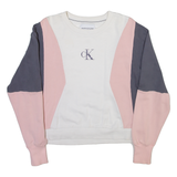 CALVIN KLEIN JEANS Womens Sweatshirt White Crew Neck L
