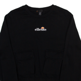 ELLESSE Womens Sweatshirt Black Crew Neck UK 12