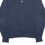 TOMMY HILFIGER Mens Jumper Blue Button Neck Tight Knit L