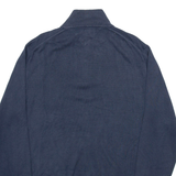 TOMMY HILFIGER Mens Jumper Blue Button Neck Tight Knit L