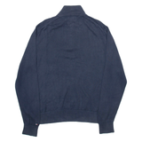 TOMMY HILFIGER Mens Jumper Blue Button Neck Tight Knit L