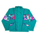 Womens Shell Jacket Blue Nylon Floral XL