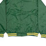 FOX POINT Mens Varsity Jacket Green Nylon USA L