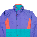 TKO Mens Windbreaker Jacket Purple Nylon Hooded Colourblock M