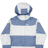 HELLY HANSEN Womens Rain Jacket Blue Hooded Striped S