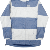 HELLY HANSEN Womens Rain Jacket Blue Hooded Striped S
