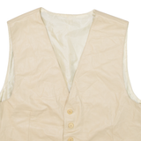 Leather Look Mens Waistcoat Beige XL