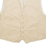 Leather Look Mens Waistcoat Beige XL