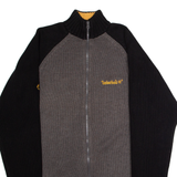 TIMBERLAND Mens Patterned Jumper Grey Colourblock High Neck Chunky Knit S