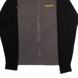 TIMBERLAND Mens Patterned Jumper Grey Colourblock High Neck Chunky Knit S