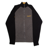 TIMBERLAND Mens Patterned Jumper Grey Colourblock High Neck Chunky Knit S