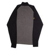 TIMBERLAND Mens Patterned Jumper Grey Colourblock High Neck Chunky Knit S